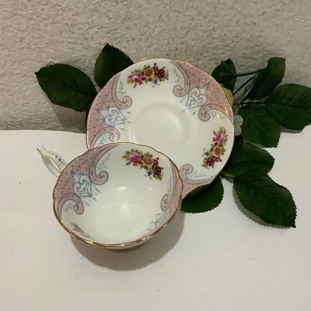 Vintage Mini Coalport Teacup and Saucer floral Bone China Made in England G7